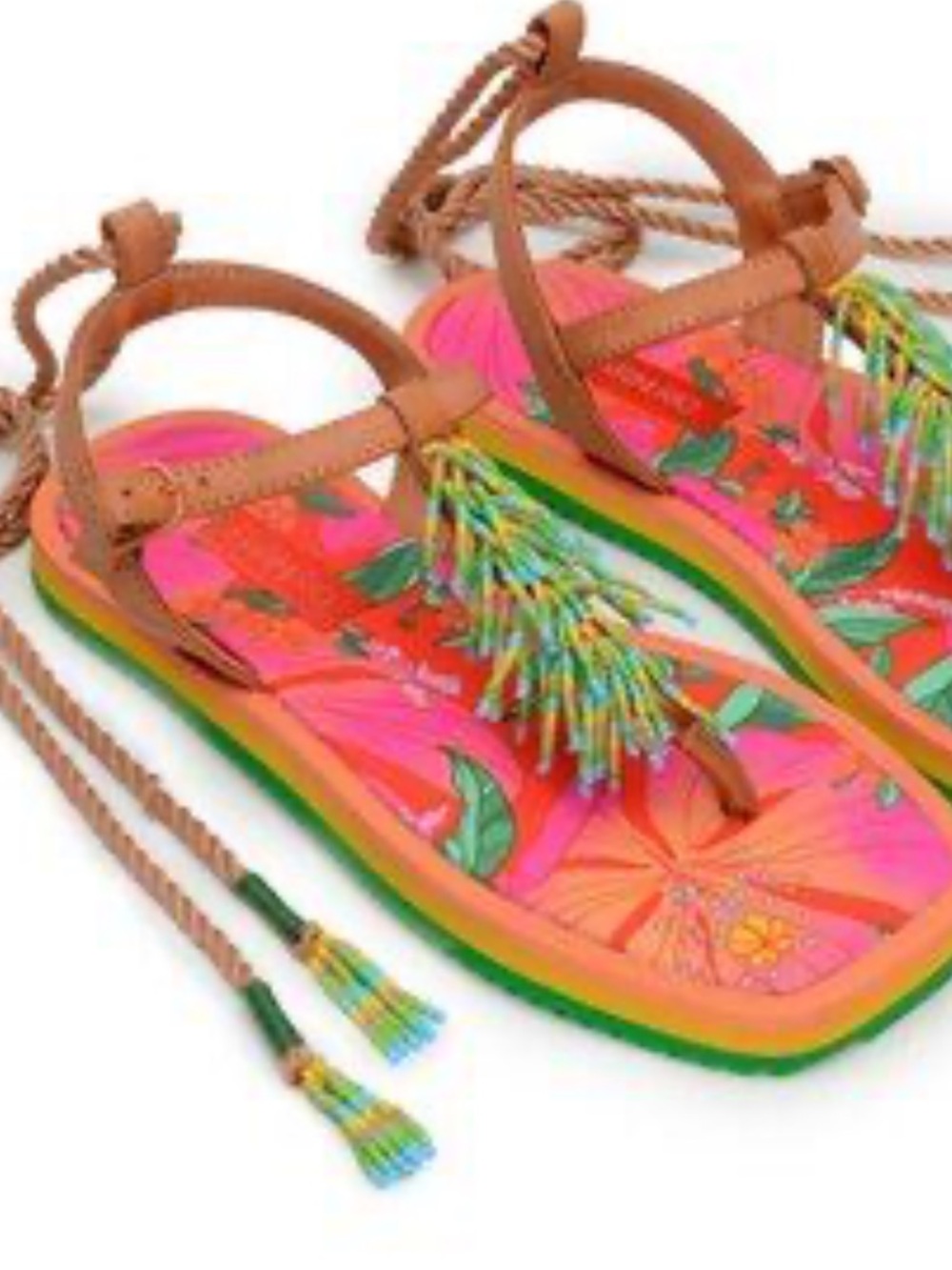 FARM Rio Vibrant Beaded Floral Tropical Print Sandal Size 9 / EU 40 - Picture 14 of 14